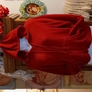 NWOT Vintage 80's, Super Soft, Red, Chenille, Zip Down, Sweater Hoody